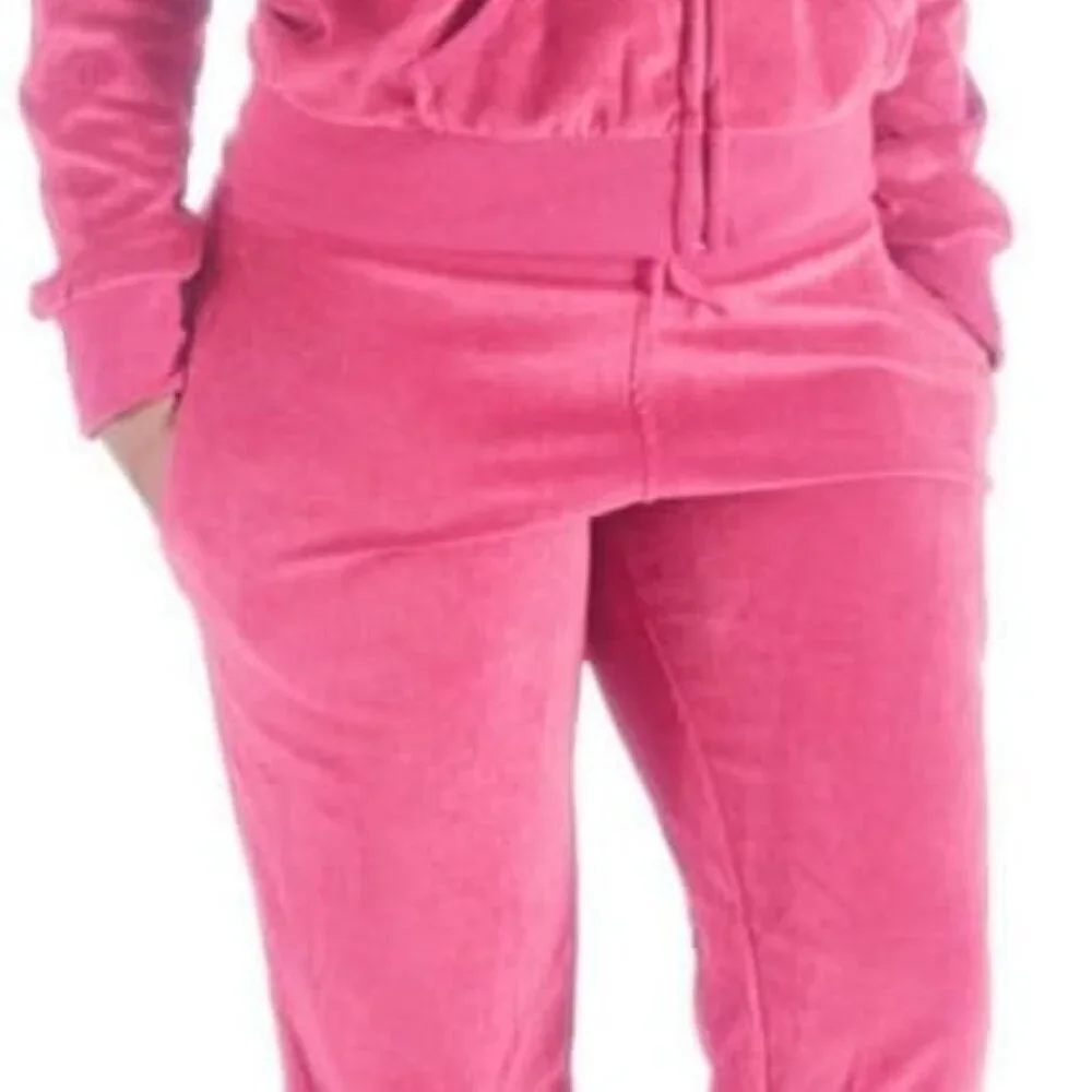 Fashionable Women's Velour Sweat Set - Cozy Zip Hoodie & Joggers for Fall, Large